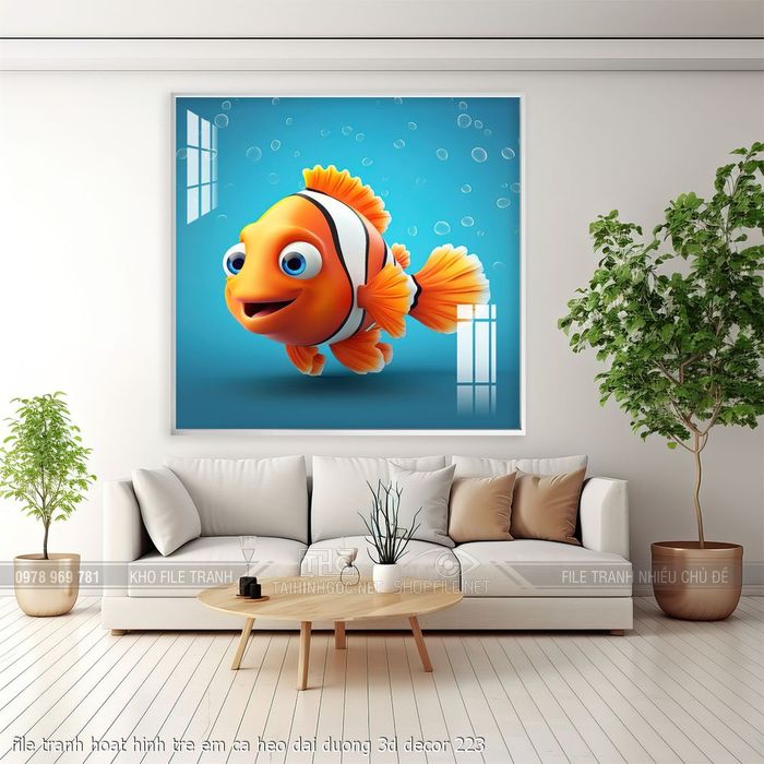 file tranh hoat hinh tre em ca heo dai duong 3d decor 223