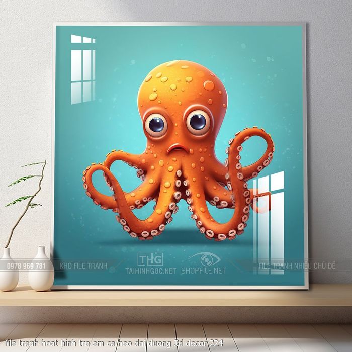 file tranh hoat hinh tre em ca heo dai duong 3d decor 224