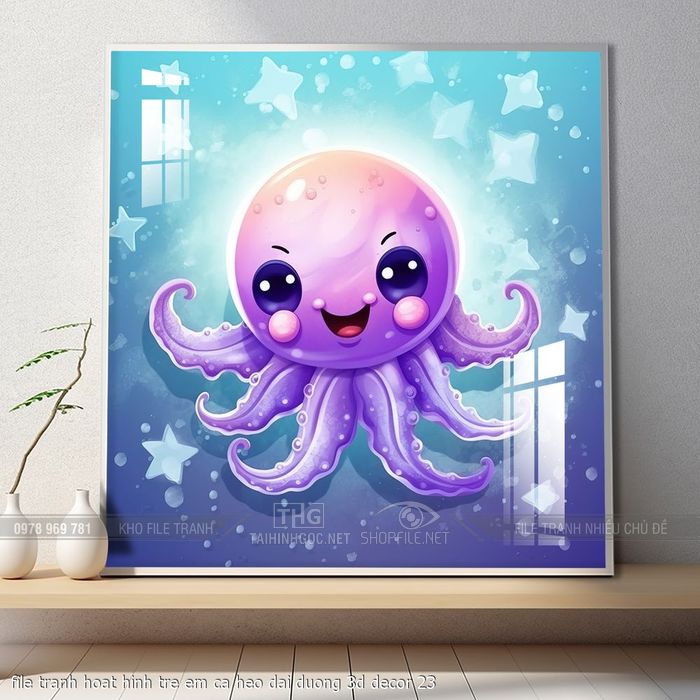 file tranh hoat hinh tre em ca heo dai duong 3d decor 23