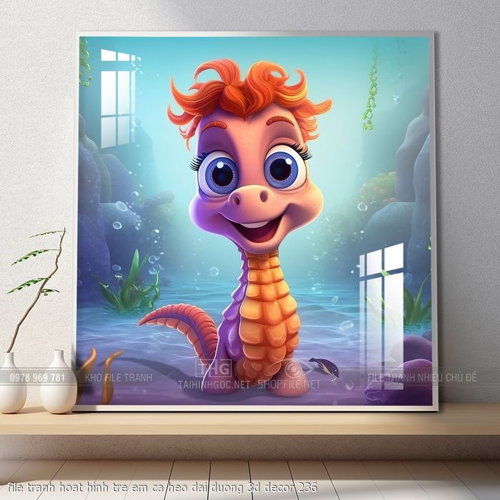 file tranh hoat hinh tre em ca heo dai duong 3d decor 236