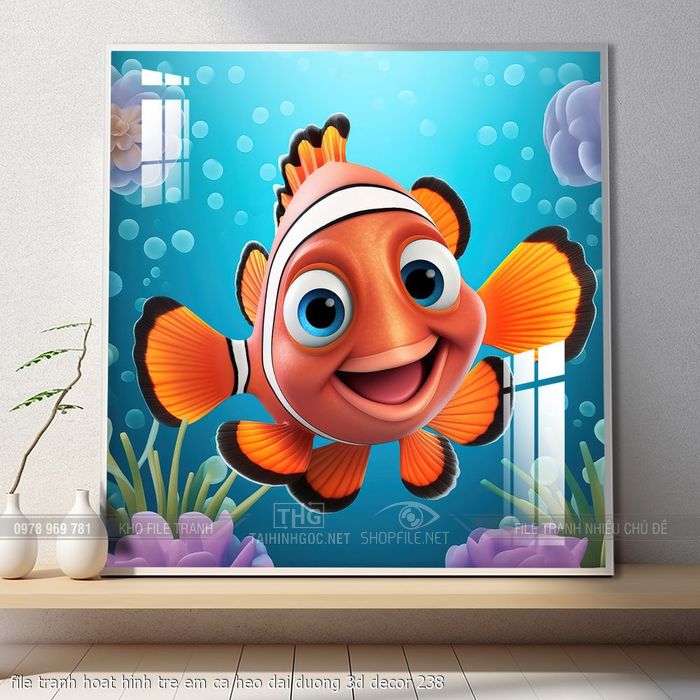 file tranh hoat hinh tre em ca heo dai duong 3d decor 238