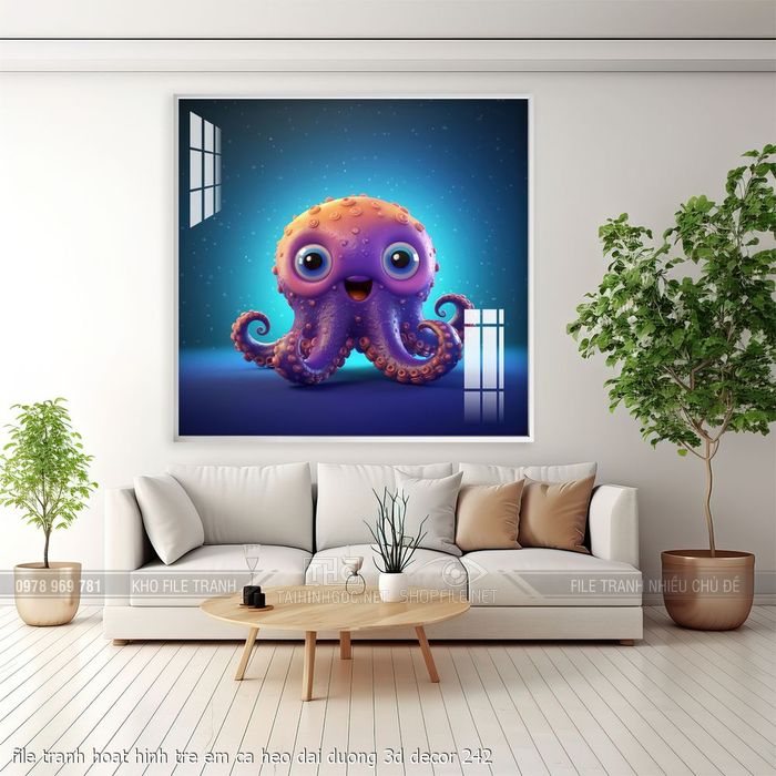 file tranh hoat hinh tre em ca heo dai duong 3d decor 242