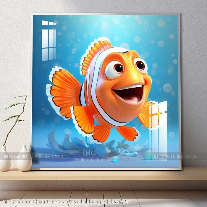file tranh hoat hinh tre em ca heo dai duong 3d decor 247