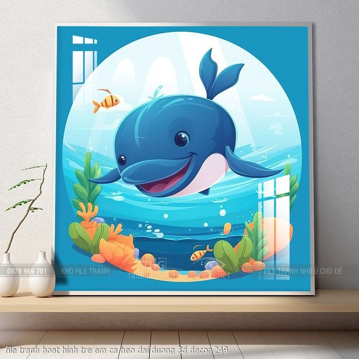 file tranh hoat hinh tre em ca heo dai duong 3d decor 249