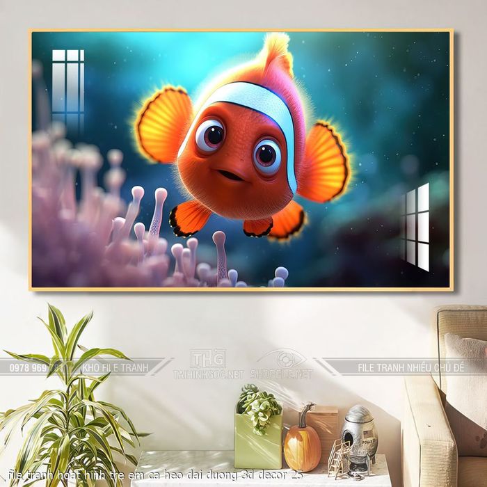file tranh hoat hinh tre em ca heo dai duong 3d decor 25