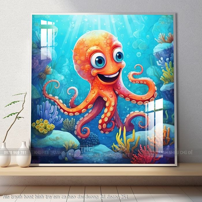 file tranh hoat hinh tre em ca heo dai duong 3d decor 251