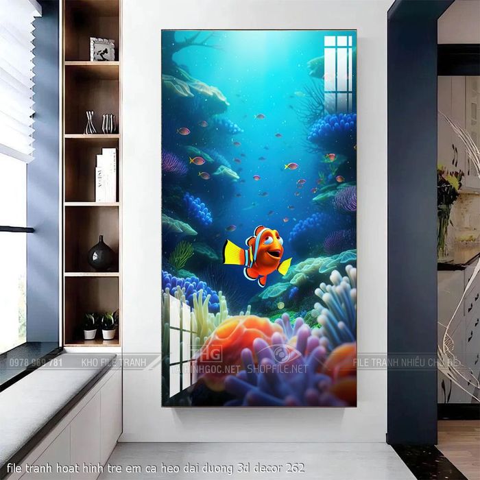 file tranh hoat hinh tre em ca heo dai duong 3d decor 262