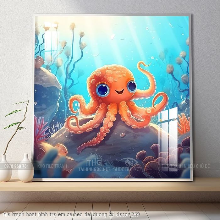 file tranh hoat hinh tre em ca heo dai duong 3d decor 269