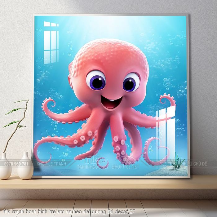 file tranh hoat hinh tre em ca heo dai duong 3d decor 27