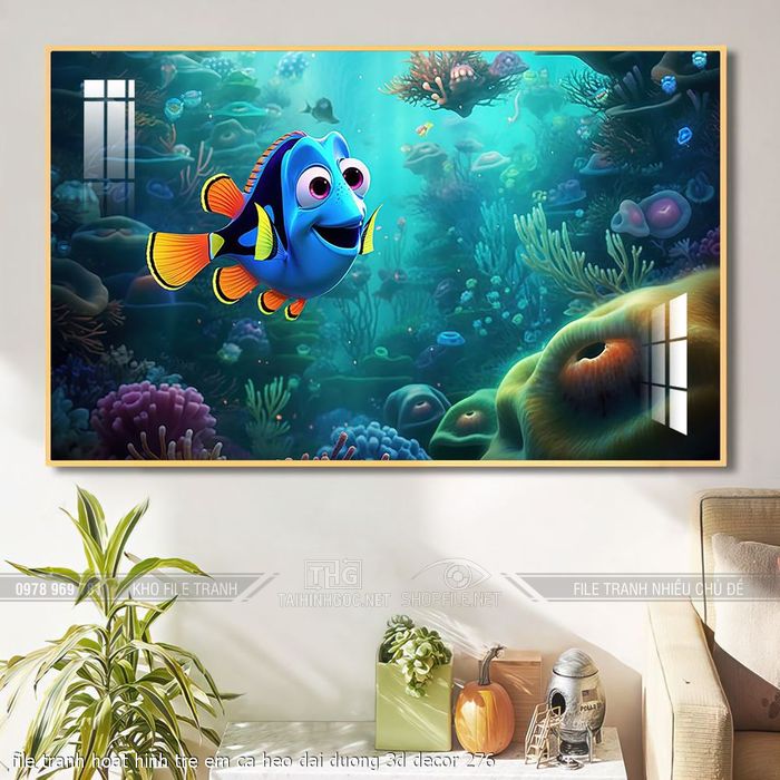 file tranh hoat hinh tre em ca heo dai duong 3d decor 276