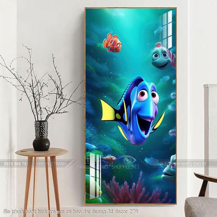 file tranh hoat hinh tre em ca heo dai duong 3d decor 279