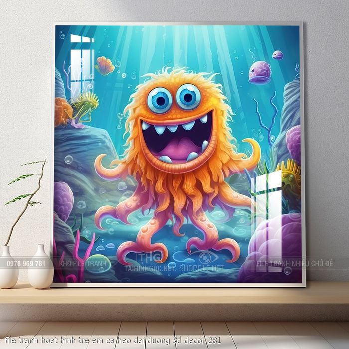 file tranh hoat hinh tre em ca heo dai duong 3d decor 281