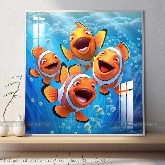 file tranh hoat hinh tre em ca heo dai duong 3d decor 283