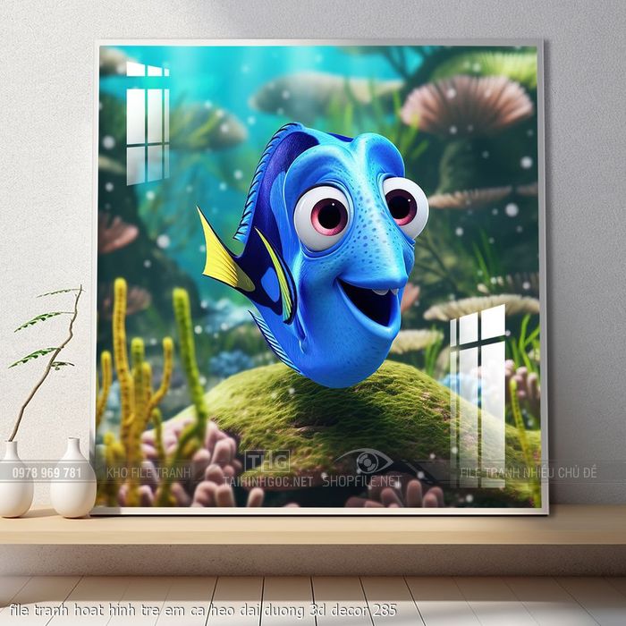 file tranh hoat hinh tre em ca heo dai duong 3d decor 285