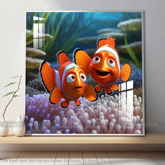 file tranh hoat hinh tre em ca heo dai duong 3d decor 291