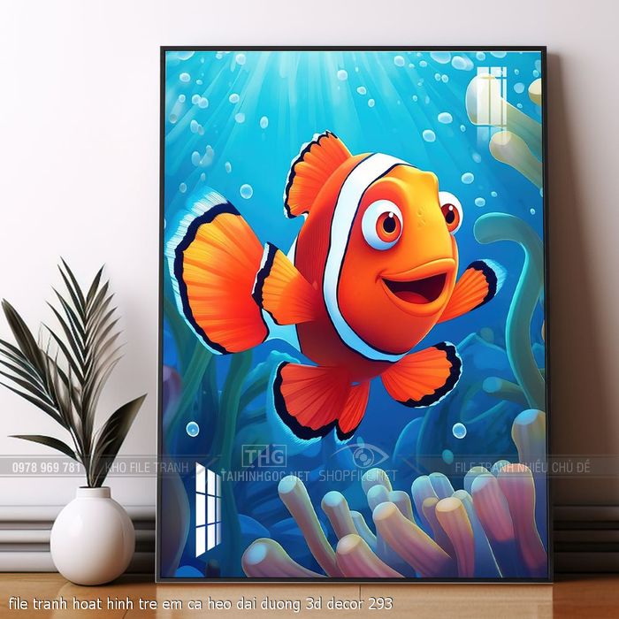 file tranh hoat hinh tre em ca heo dai duong 3d decor 293