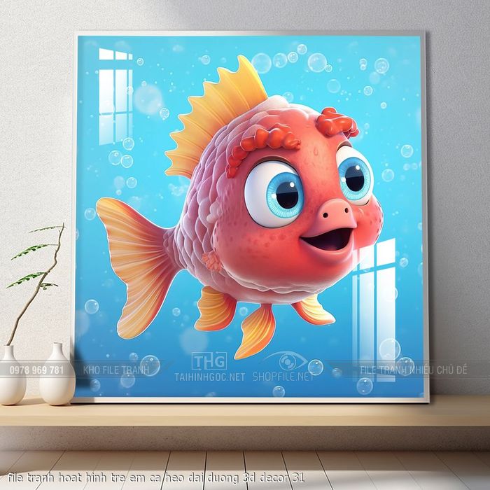 file tranh hoat hinh tre em ca heo dai duong 3d decor 31