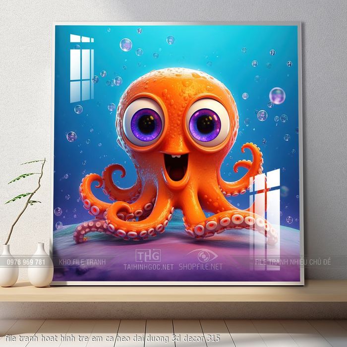 file tranh hoat hinh tre em ca heo dai duong 3d decor 315