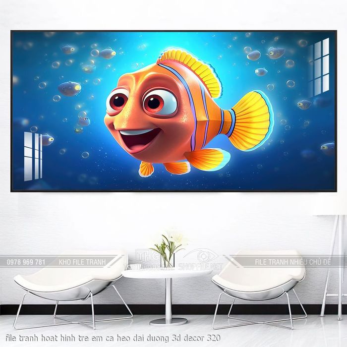 file tranh hoat hinh tre em ca heo dai duong 3d decor 320