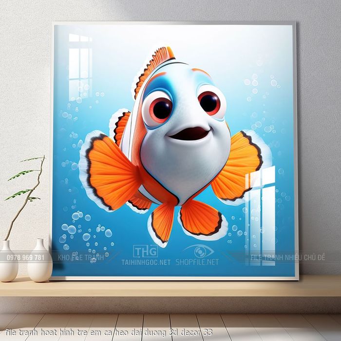 file tranh hoat hinh tre em ca heo dai duong 3d decor 33