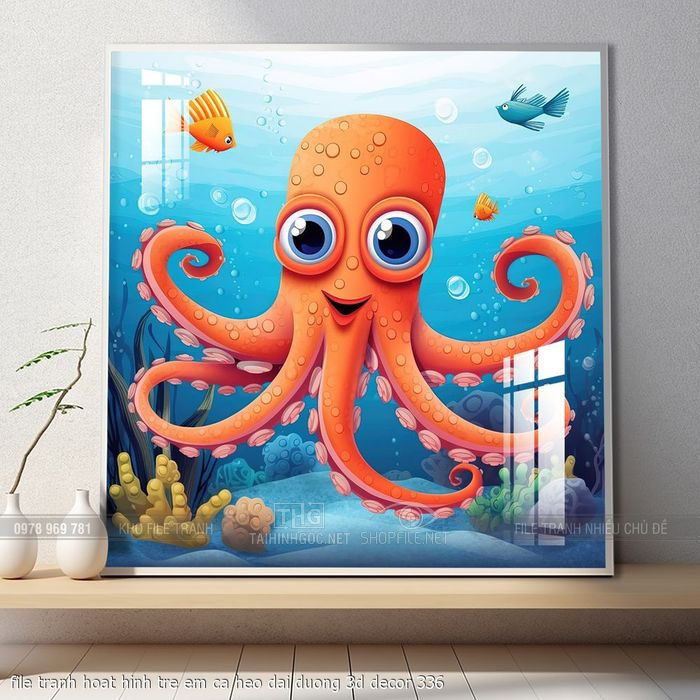 file tranh hoat hinh tre em ca heo dai duong 3d decor 336