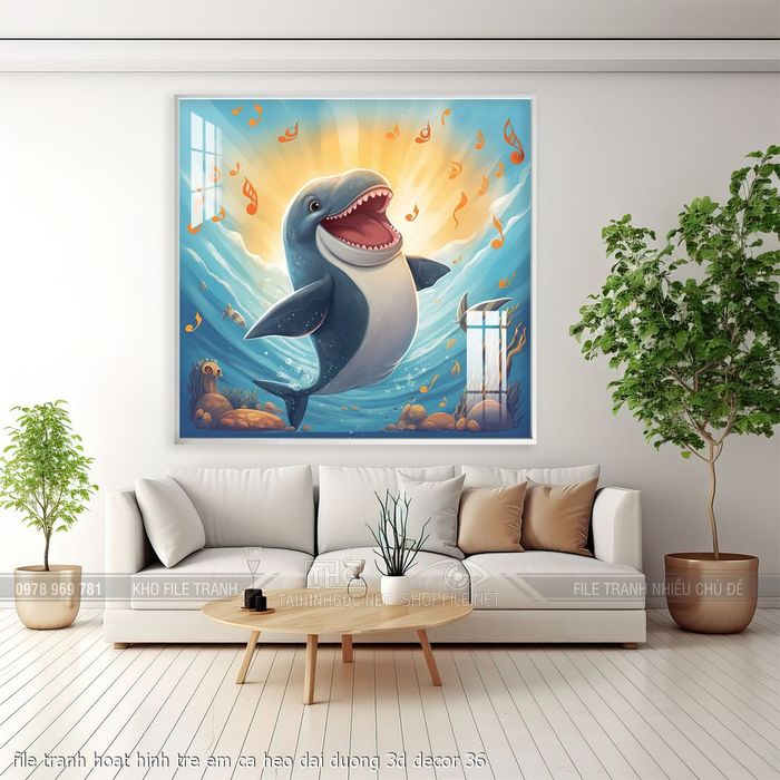 file tranh hoat hinh tre em ca heo dai duong 3d decor 36