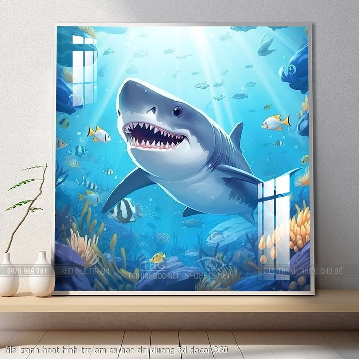 file tranh hoat hinh tre em ca heo dai duong 3d decor 360