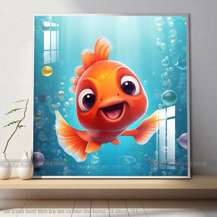file tranh hoat hinh tre em ca heo dai duong 3d decor 361