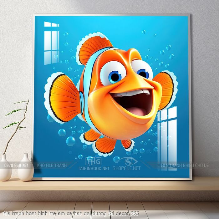 file tranh hoat hinh tre em ca heo dai duong 3d decor 365
