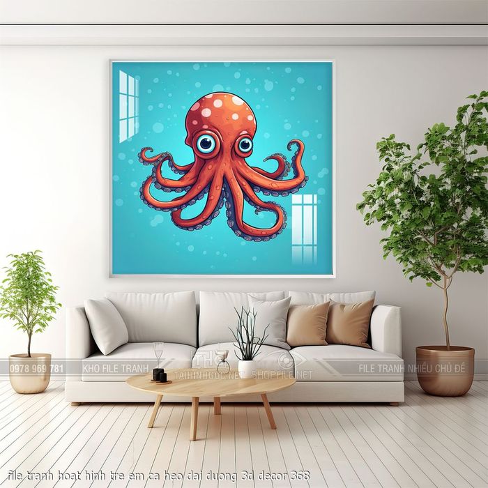 file tranh hoat hinh tre em ca heo dai duong 3d decor 368