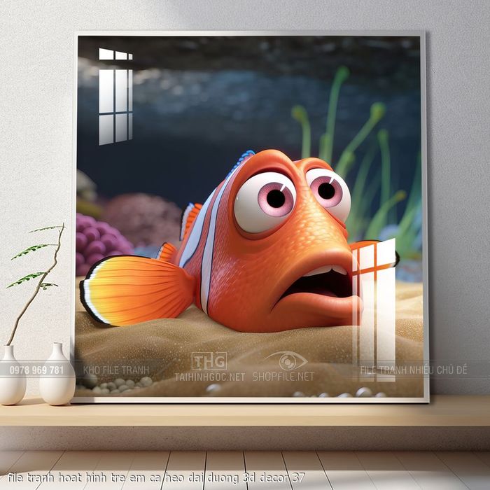 file tranh hoat hinh tre em ca heo dai duong 3d decor 37