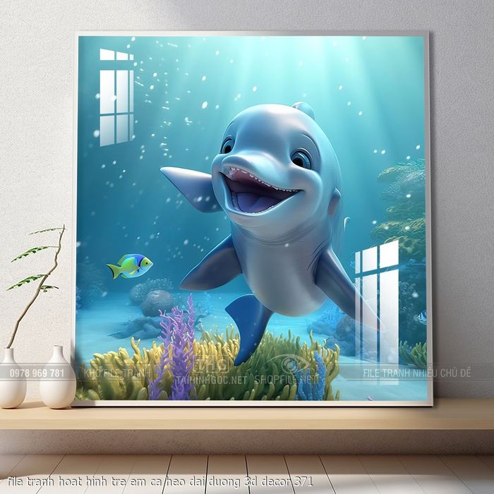 file tranh hoat hinh tre em ca heo dai duong 3d decor 371