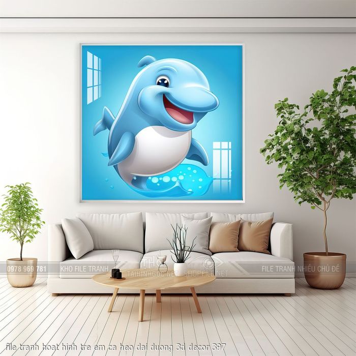 file tranh hoat hinh tre em ca heo dai duong 3d decor 397