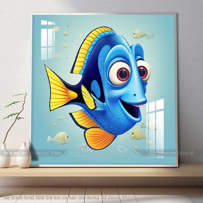 file tranh hoat hinh tre em ca heo dai duong 3d decor 40