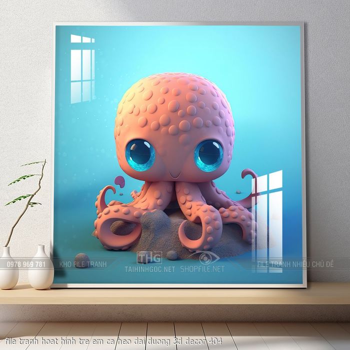 file tranh hoat hinh tre em ca heo dai duong 3d decor 404