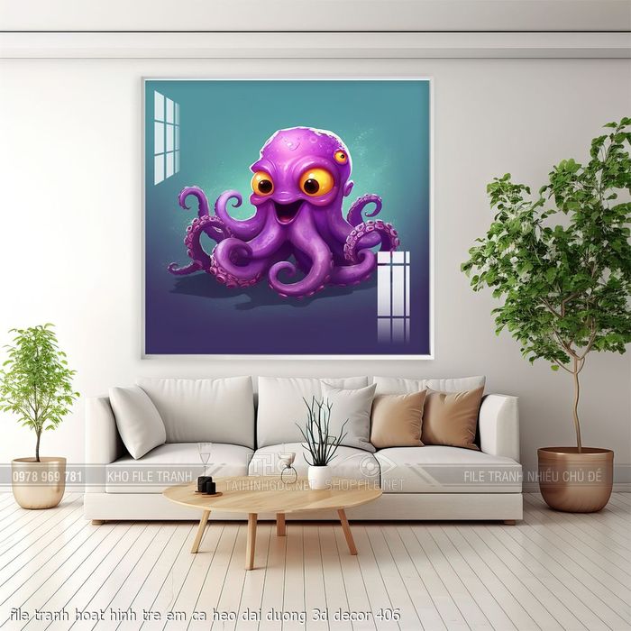 file tranh hoat hinh tre em ca heo dai duong 3d decor 406