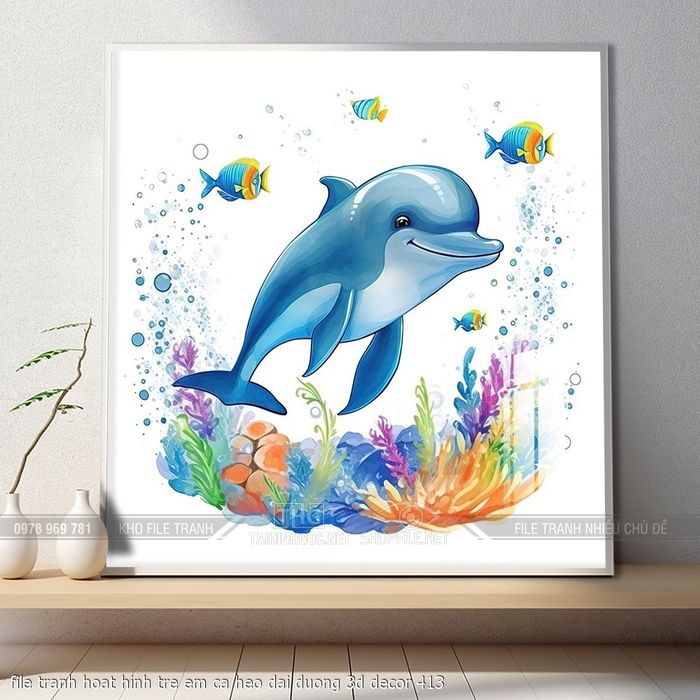 file tranh hoat hinh tre em ca heo dai duong 3d decor 413