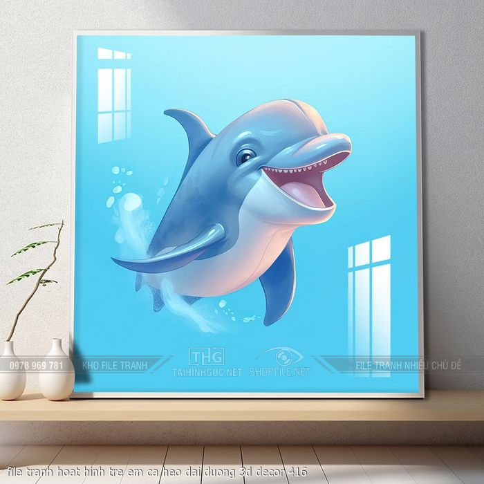 file tranh hoat hinh tre em ca heo dai duong 3d decor 416