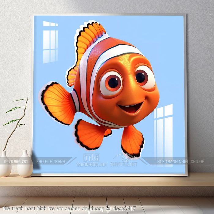 file tranh hoat hinh tre em ca heo dai duong 3d decor 417