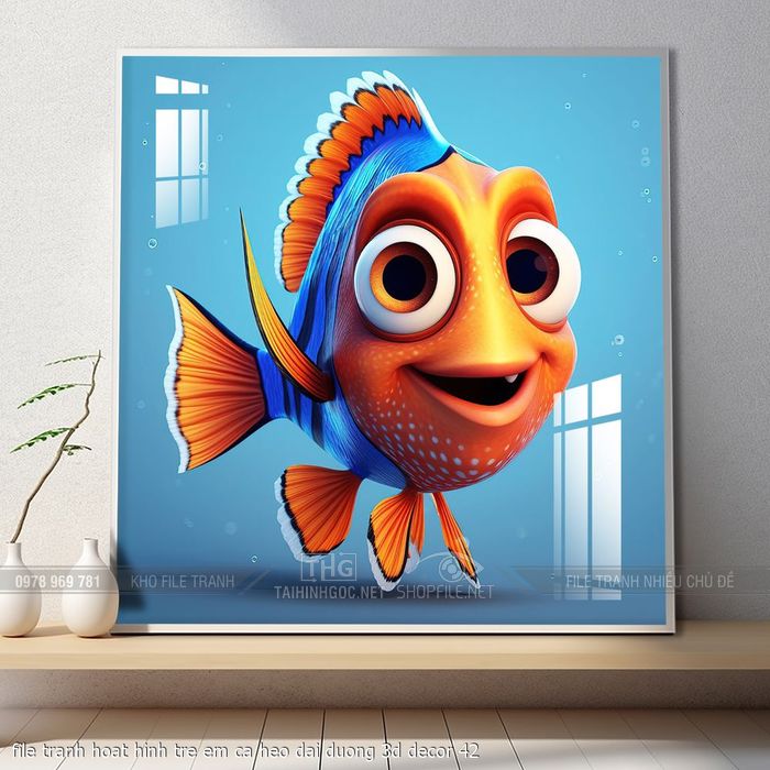 file tranh hoat hinh tre em ca heo dai duong 3d decor 42