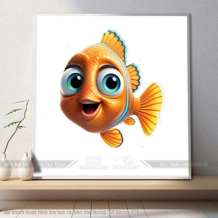 file tranh hoat hinh tre em ca heo dai duong 3d decor 421