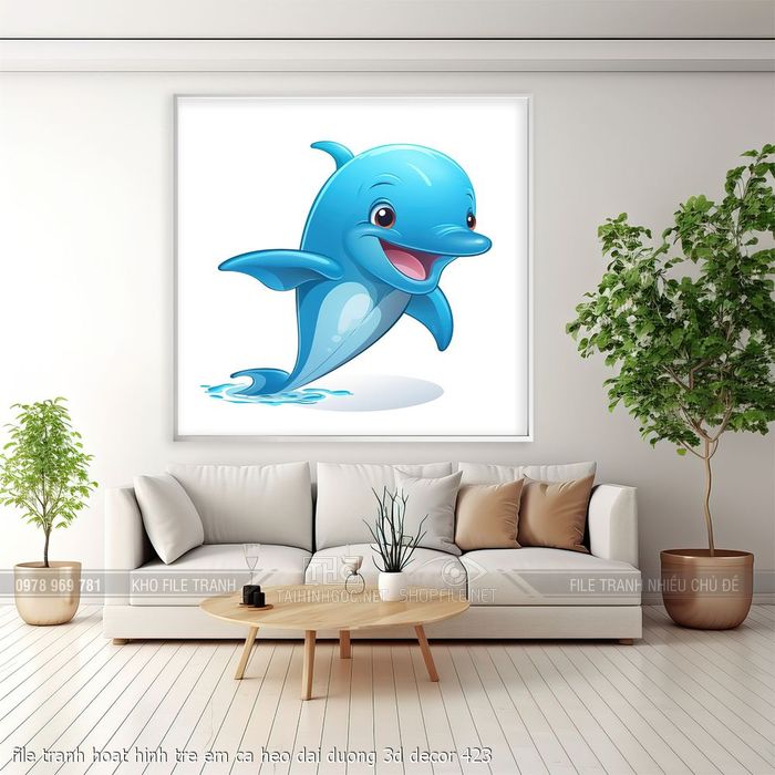 file tranh hoat hinh tre em ca heo dai duong 3d decor 423