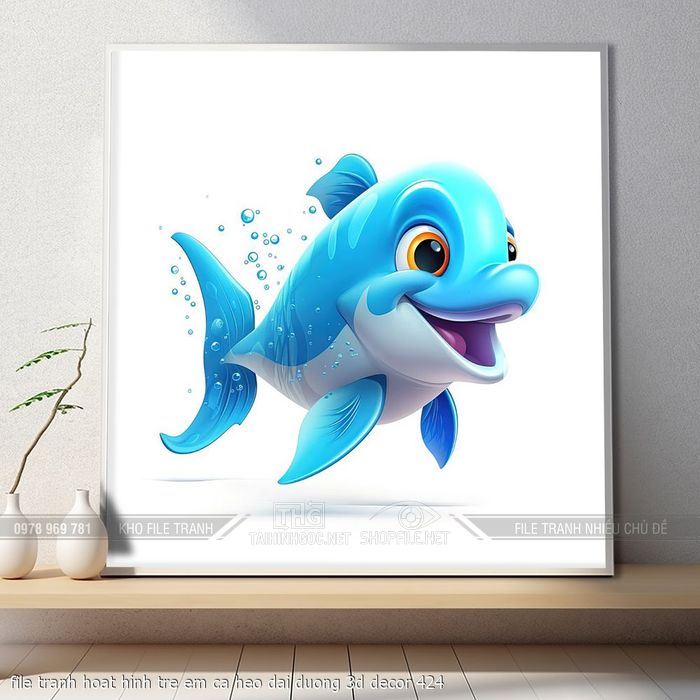 file tranh hoat hinh tre em ca heo dai duong 3d decor 424