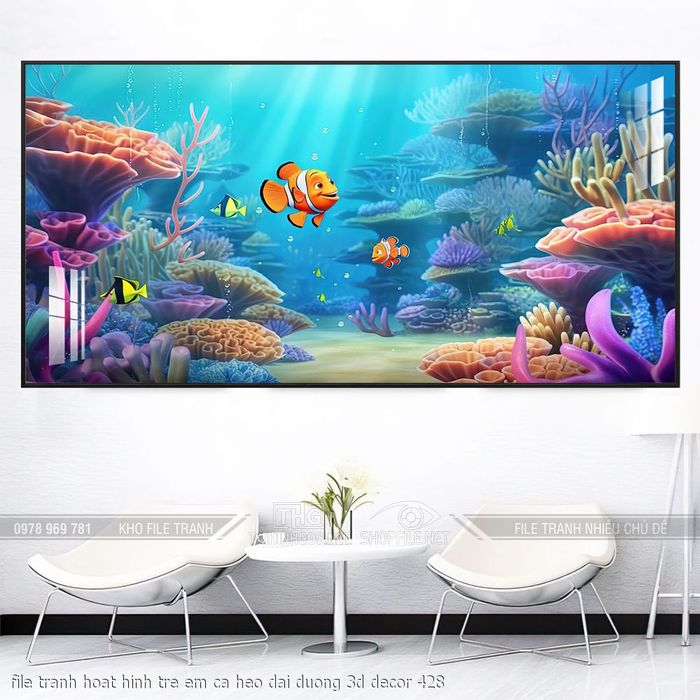 file tranh hoat hinh tre em ca heo dai duong 3d decor 428
