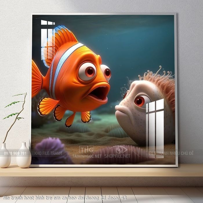 file tranh hoat hinh tre em ca heo dai duong 3d decor 43