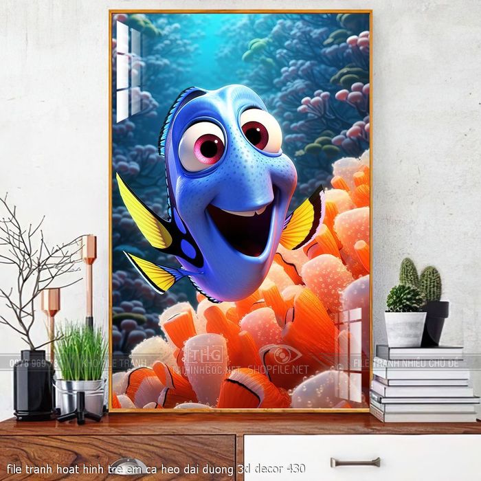 file tranh hoat hinh tre em ca heo dai duong 3d decor 430