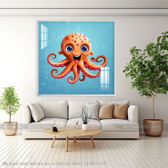file tranh hoat hinh tre em ca heo dai duong 3d decor 433