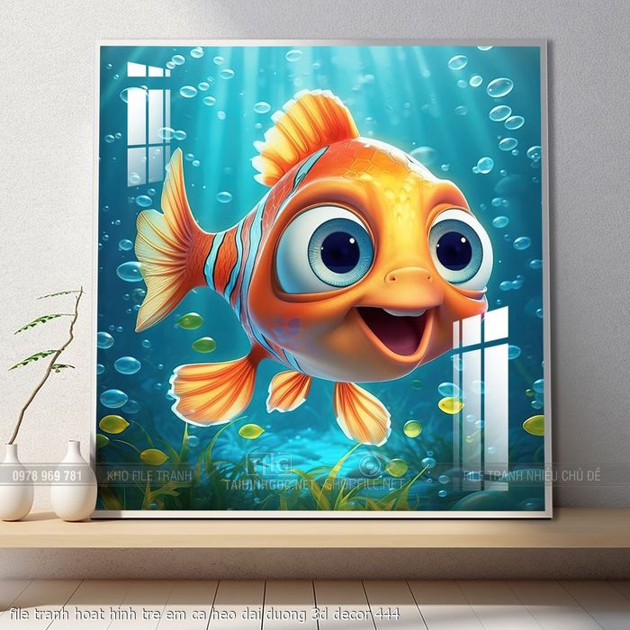 file tranh hoat hinh tre em ca heo dai duong 3d decor 444