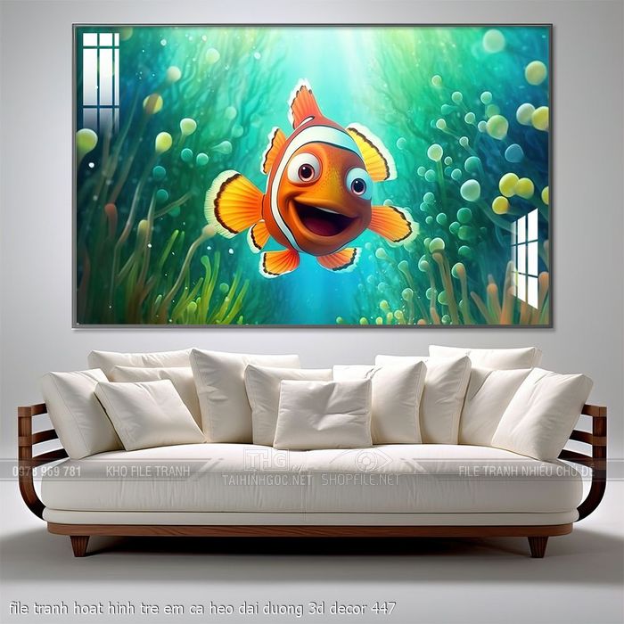 file tranh hoat hinh tre em ca heo dai duong 3d decor 447