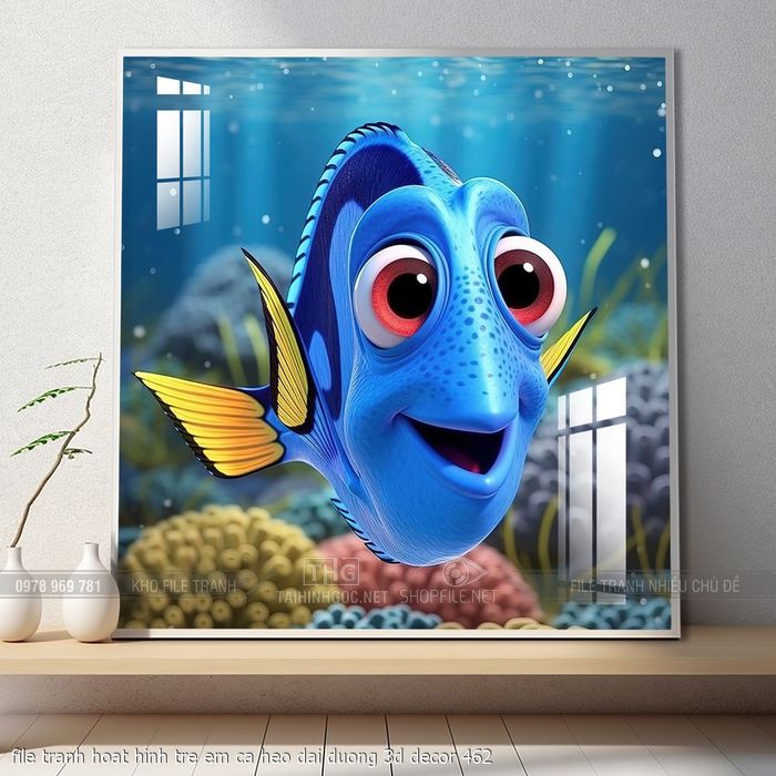 file tranh hoat hinh tre em ca heo dai duong 3d decor 462